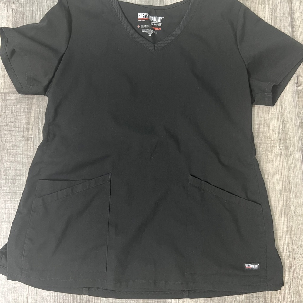 Grey's Anatomy Black V-Neck Scrub Top